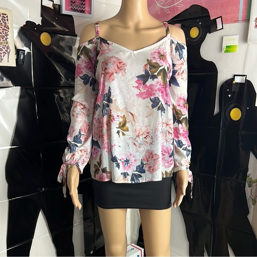 Torrid Long Sleeve Blouse with Cut Out Tie sleeves